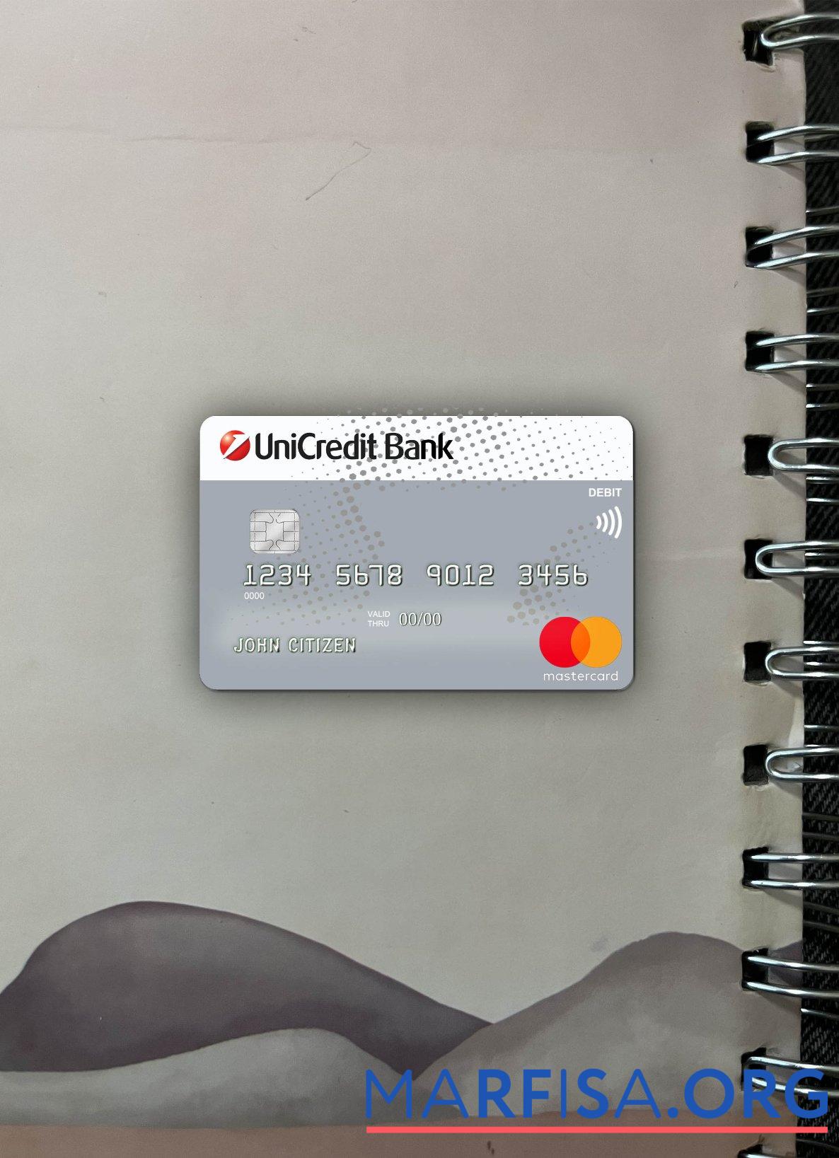 Realistic Germany UniCredit Bank MasterCard Credit Card photolook front template